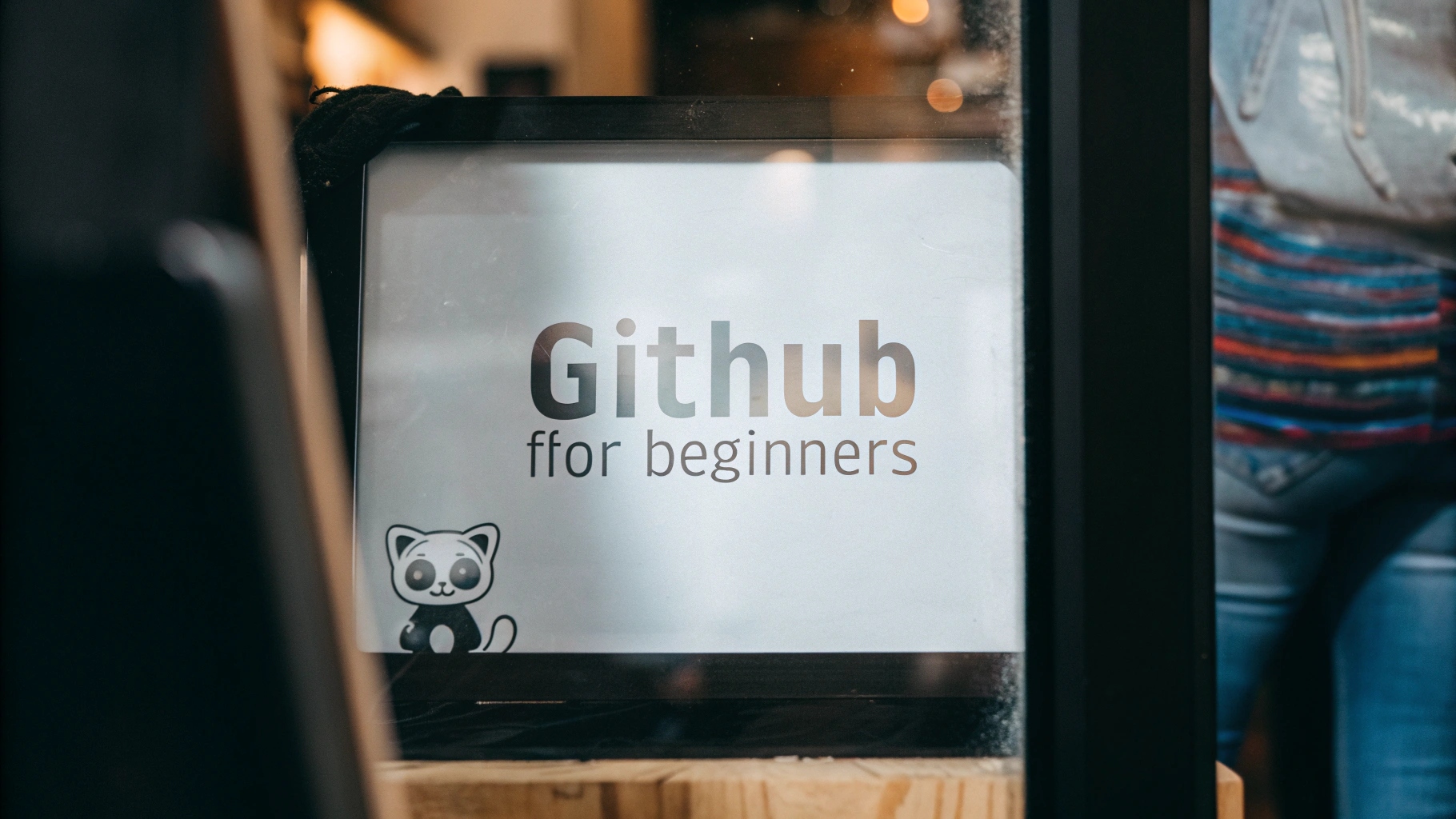GitHub for beginners tutorial guide displayed on laptop screen with GitHub mascot Octocat