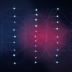 Abstract illustration of corrupted data flowing into an AI neural network, symbolizing an AI data poisoning attack.