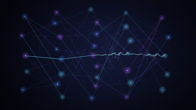 Glowing neural network with a fractured, glitching data thread representing an AI hallucination