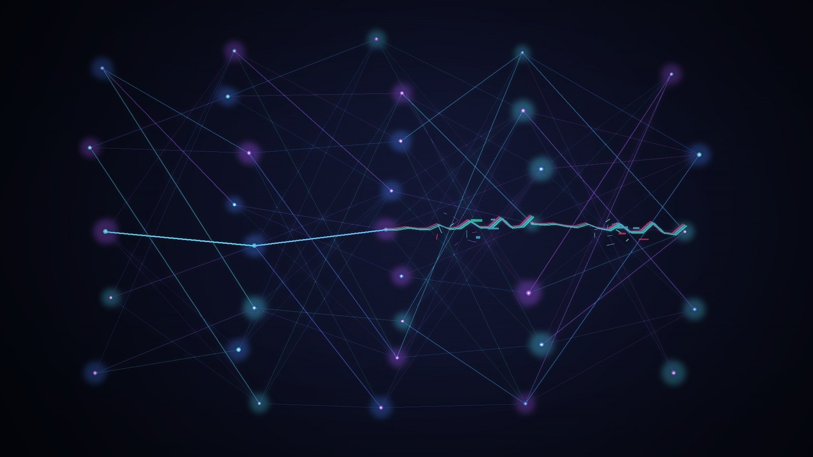 Glowing neural network with a fractured, glitching data thread representing an AI hallucination