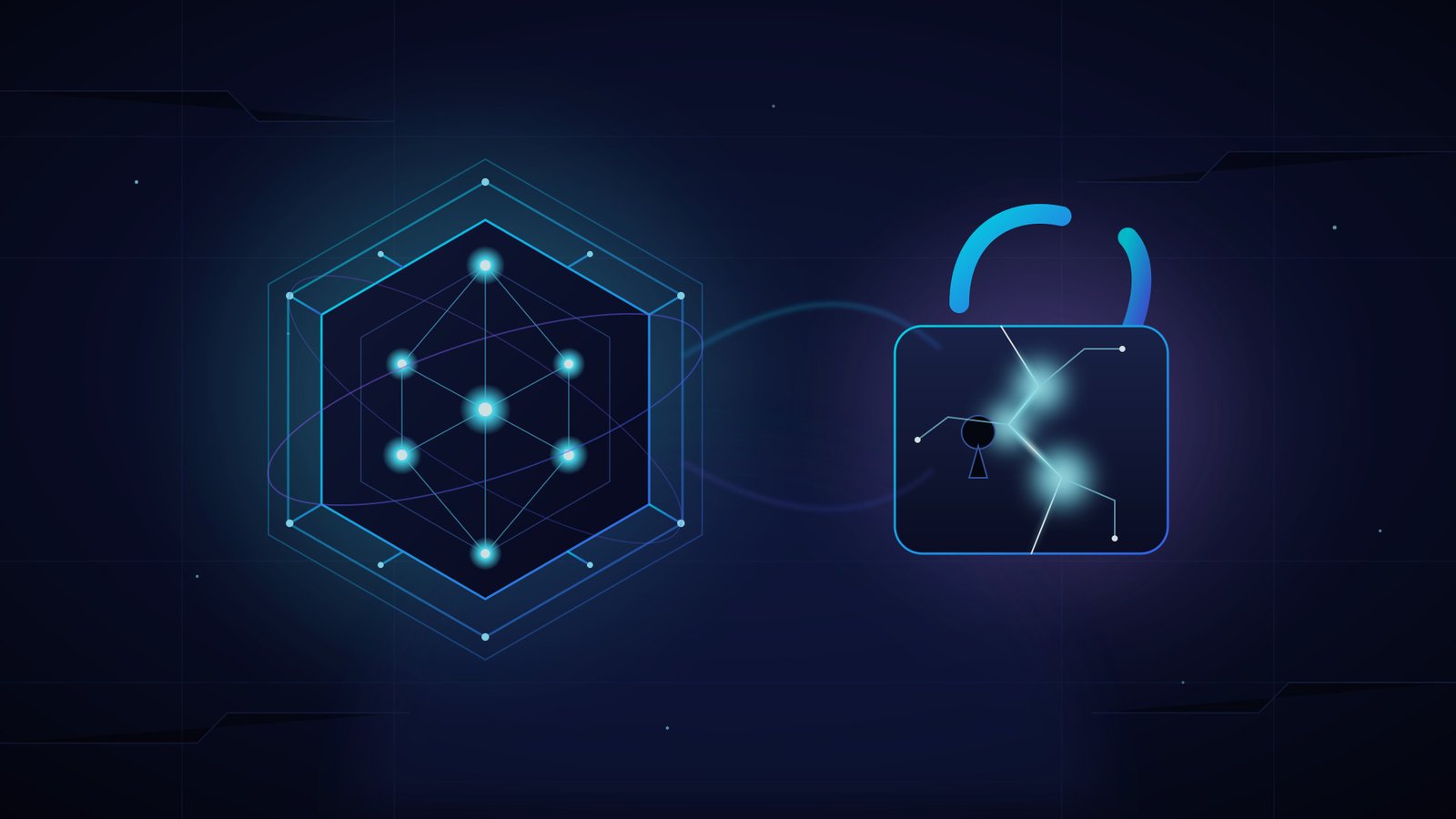 Dark futuristic illustration of a quantum processor beside a fractured padlock, representing the 2026 quantum threat to encryption.